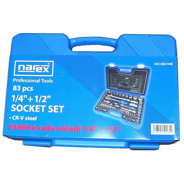 Narex 443000948 Sada hlavic 1/4"&1/2" 83dílná