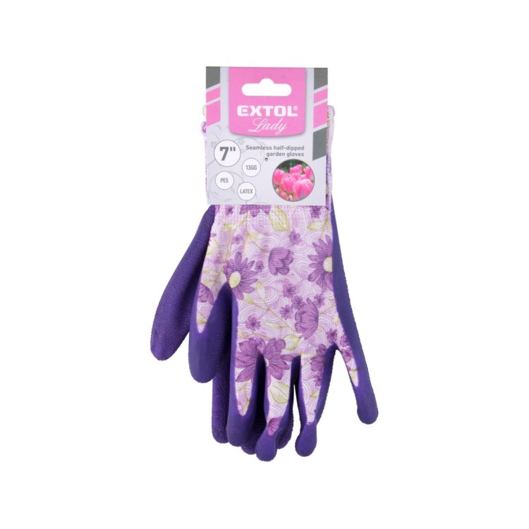 EXTOL 8856664 Rukavice polyesterové bezešvé polomáčené v latexu, vel. 7