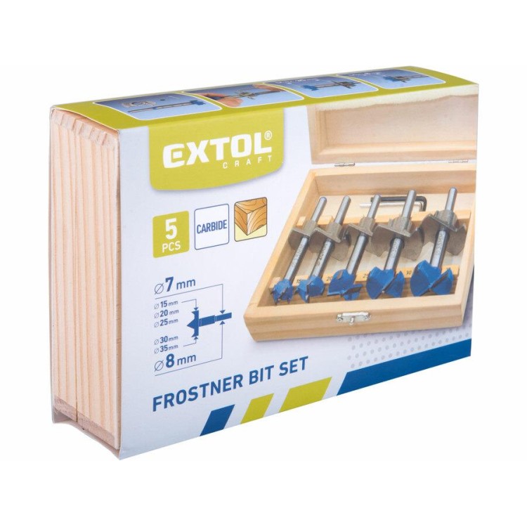 EXTOL 902003 Frézy-sukovníky, do dřeva s hloubk. dorazem, sada 5ks