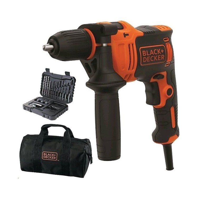 BLACK&DECKER BEH710SA32 Vrtačka příklepová 710 W + sada nástrojů (32 ks)