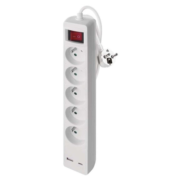 EMOS P1513CU Prodlužovací kabel 3m / 5 zásuvek / s vypínačem / bílý