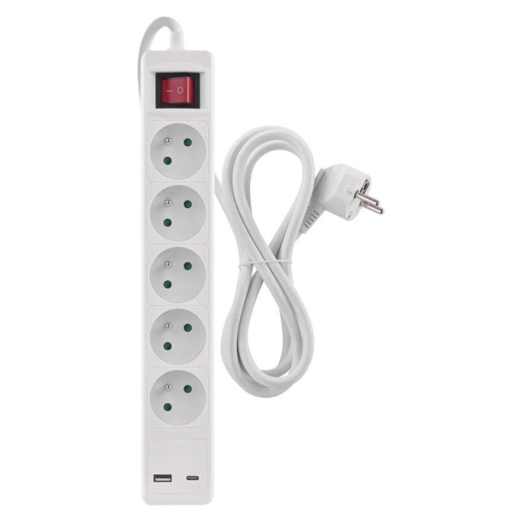 EMOS P1513CU Prodlužovací kabel 3m / 5 zásuvek / s vypínačem / bílý