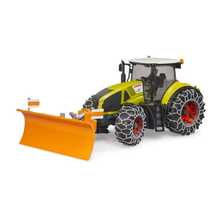 Bruder 3018 Traktor Claas Axion 950 se sněhovými řetězy a sněžným pluhem