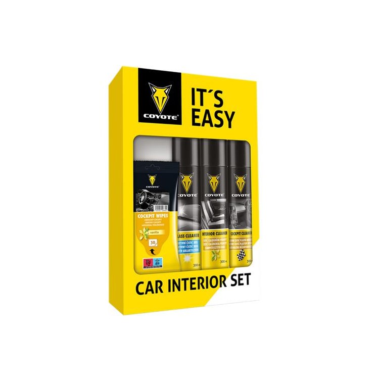 COYOTE Interios set- čistící ubrousky, čistič plastů, skel a čalounění