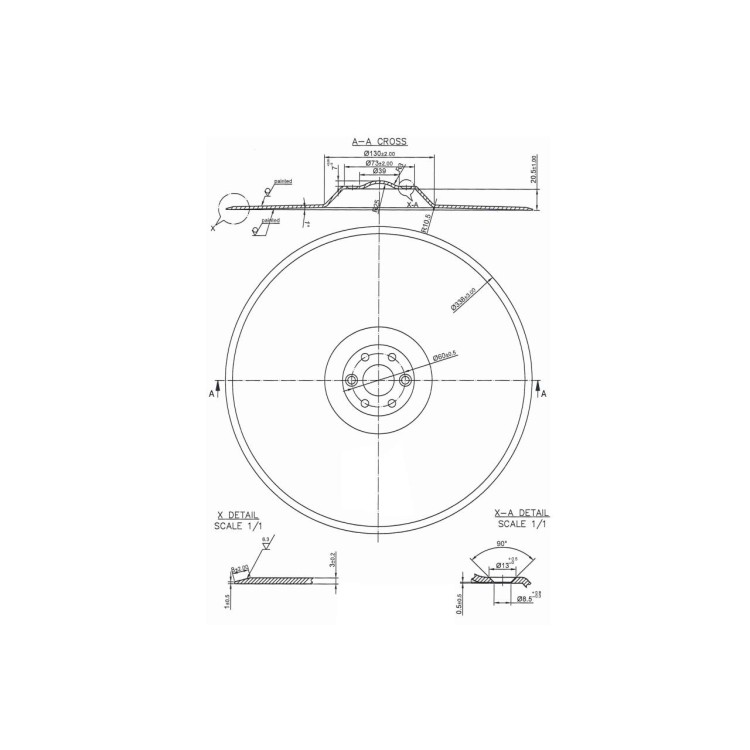 23010201 Secí disk bez ložiska 340 6 děr