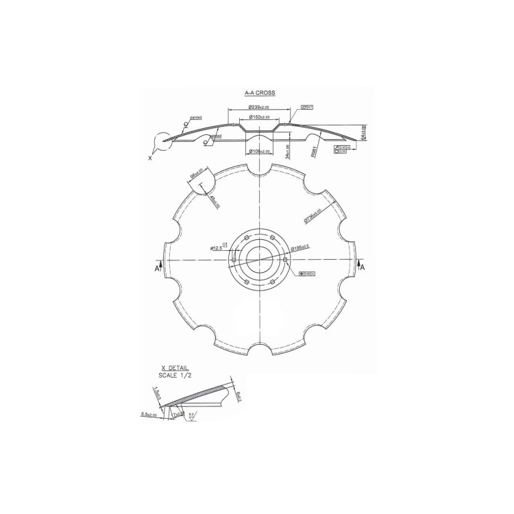Lemken 34910017 Disk zubatý 735x6mm 6 děr