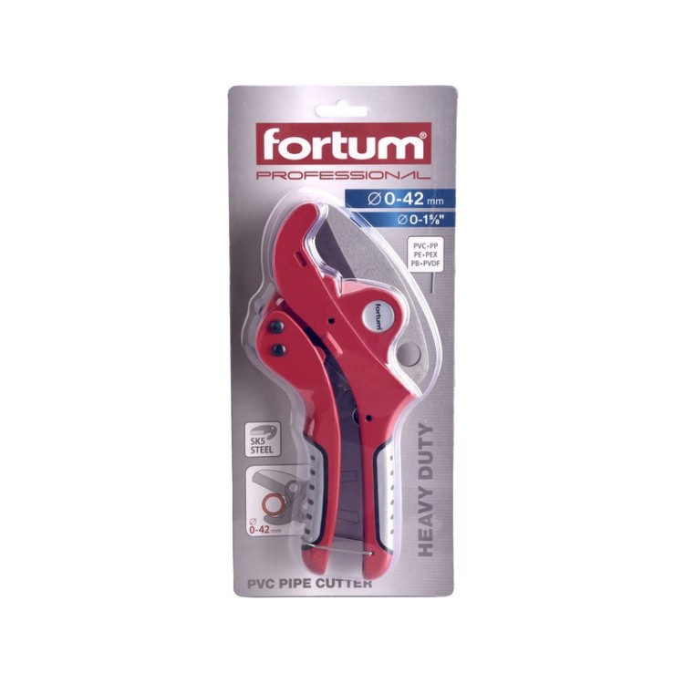 FORTUM nůžky na plastové trubky, 0-42mm