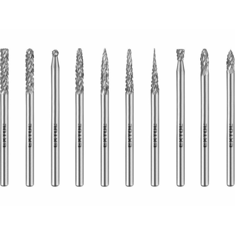 EXTOL INDUSTRIAL 8703800 Frézy mini karbidové, sada 10ks, pr.3mm double-cut
