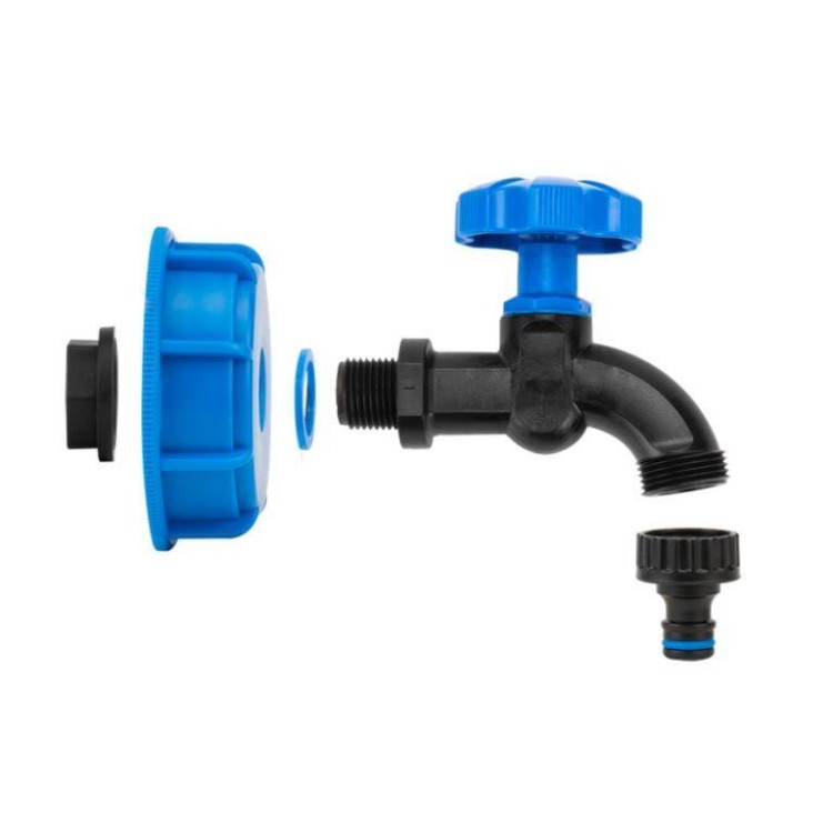 Víčko IBC S60x6 s kohoutkem 1/2" a přípojkou na rychlospojku