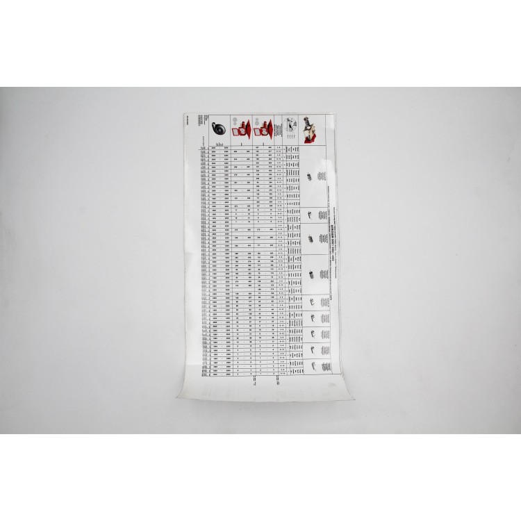 Nálepka "Výsevní tabulka elektr.pohon výsevního ústrojí"