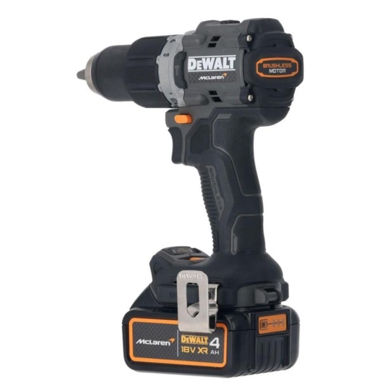 DEWALT McLAREN DCD85MP2T-QW bezuhlíková příklepová vrtačka AKU, 2x5,0 AH