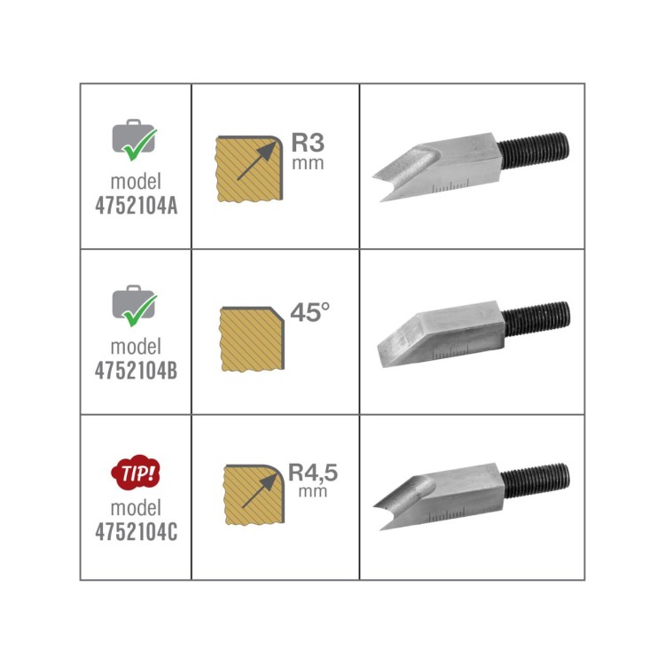 FORTUM 4752104 Hoblík na srážení hran nastavitelný, 2nožové profily