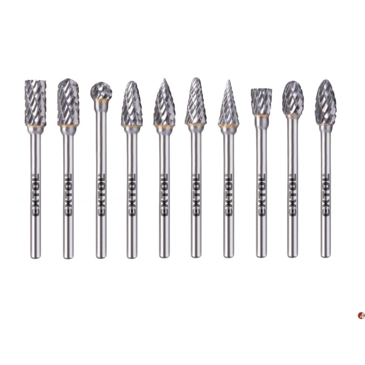 EXTOL INDUSTRIAL 8703810 Karbidové frézy, sada 10ks, pr.6x13mm double-cut