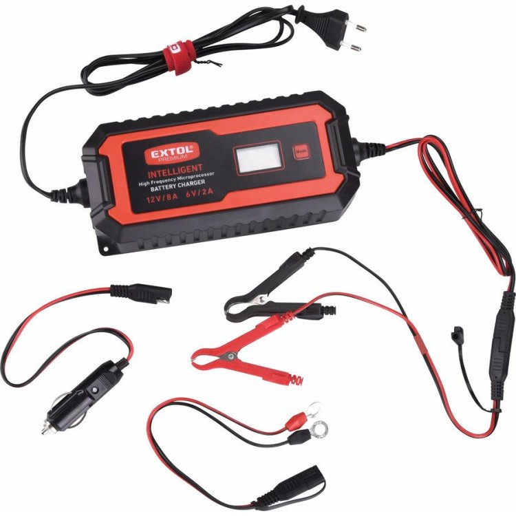 EXTOL 8897303 Autonabíječka 9stupňová, řízená mikroprocesorem, 12V/6V, 8A