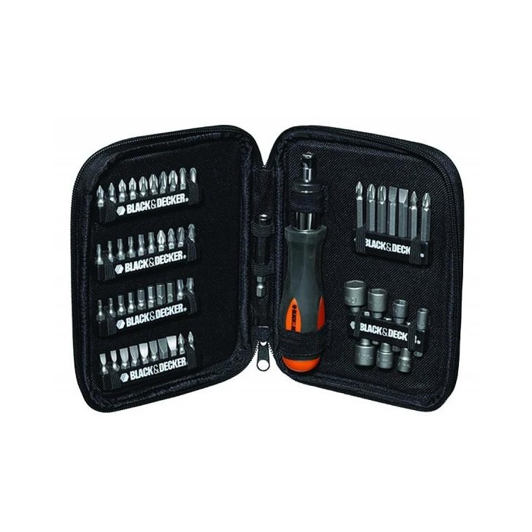 Black&Decker A7104 56dílná sada bitů a nástrčných klíčů s ráčnovým šroubovákem