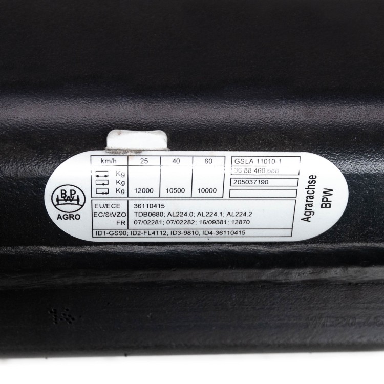 Náprava BPW 410x120 10 děr, GS 2050mm/10500kg/120mm 2 platle