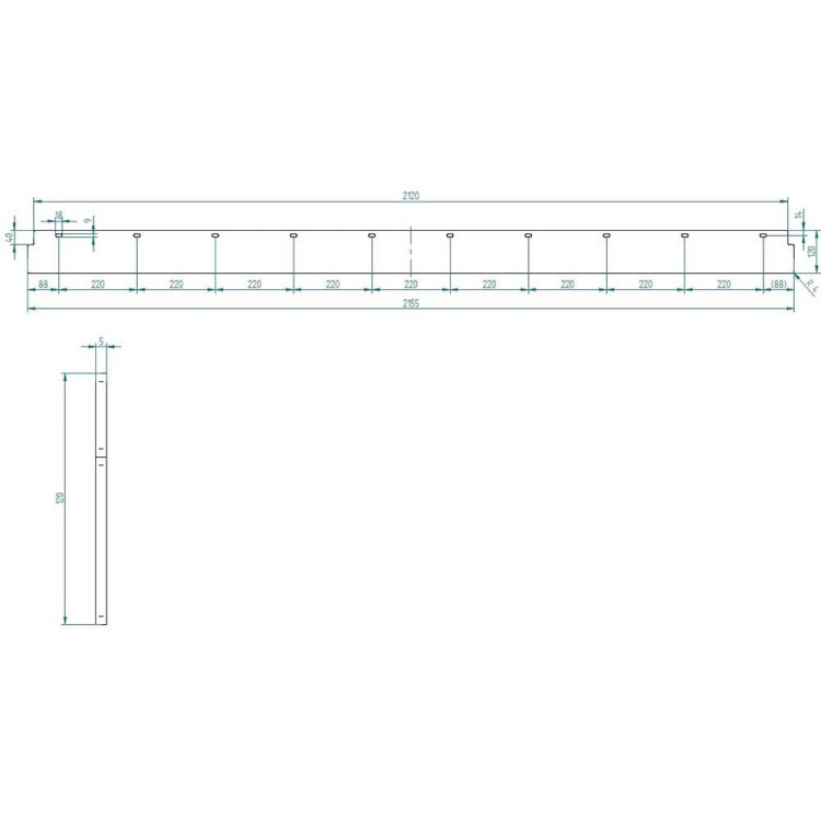 Lišta těsnící horní pro posuvné čelo Insight 120x5mm L=2155mm