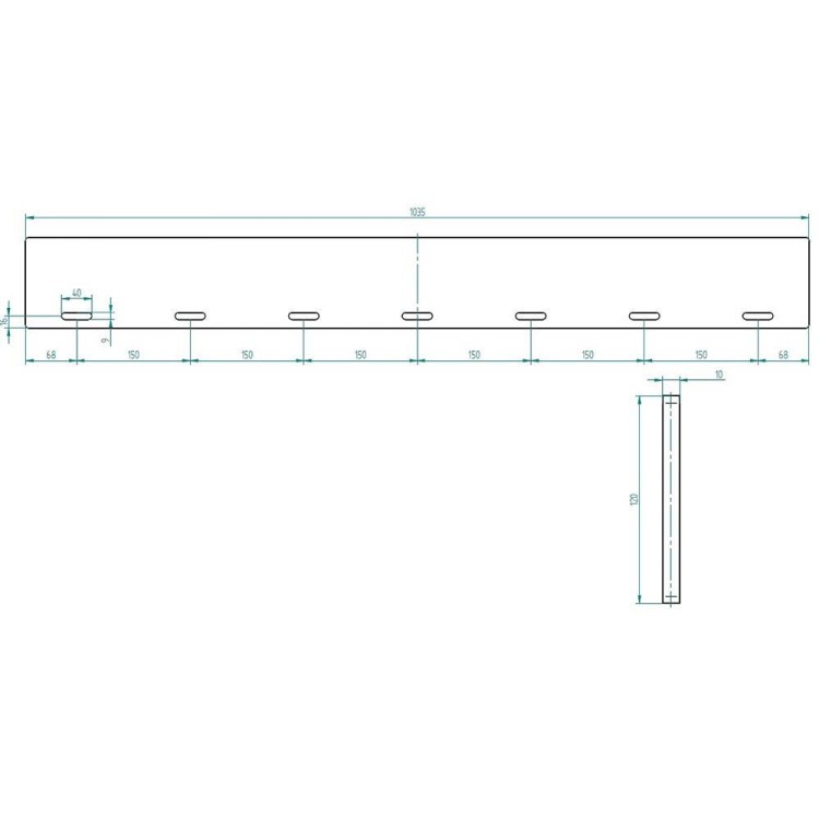 Lišta těsnící spodní pro posuvné čelo Insight 120x10mm L=1035mm