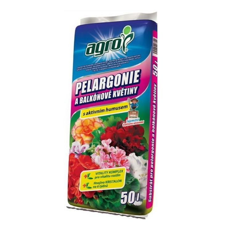 AGRO Substrát pro pelargonie a jiné balkónové květiny 50l