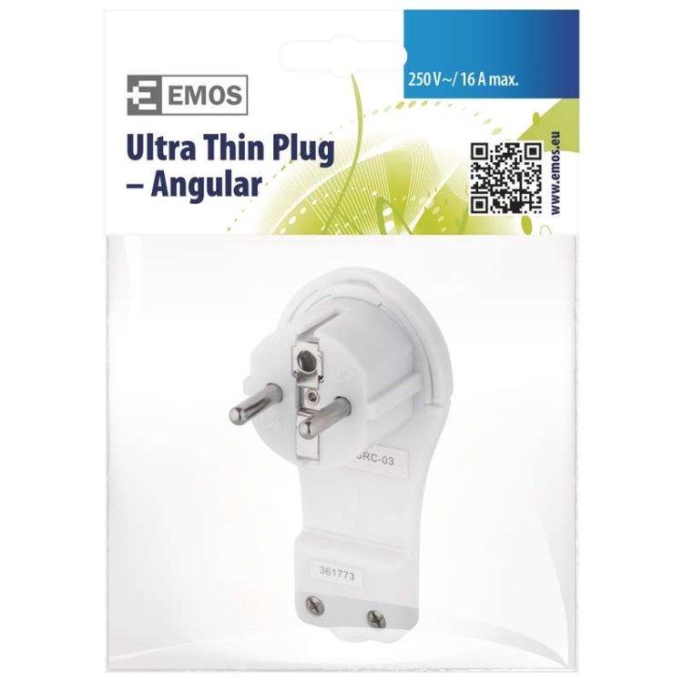 Vidlice úhlová pro prodlužovací kabel, bílá