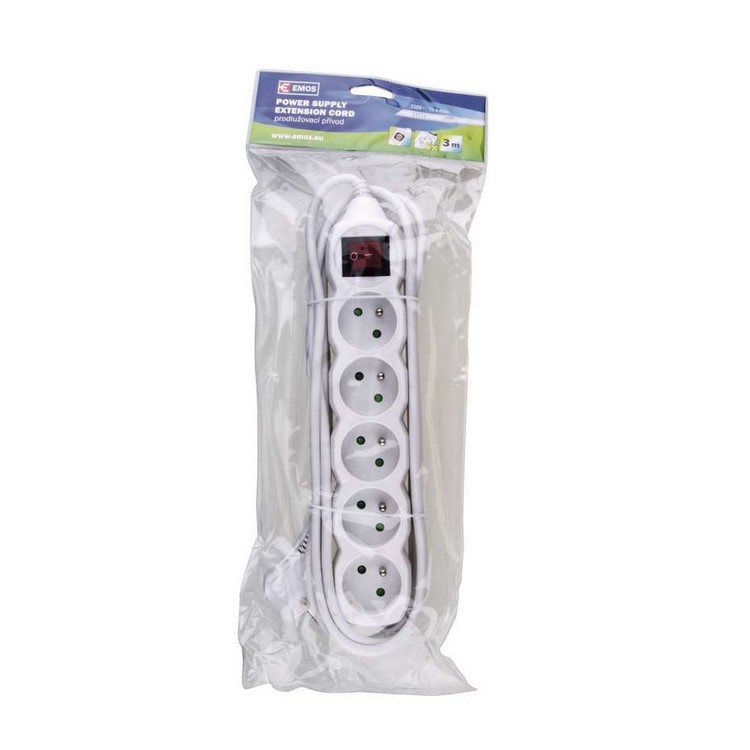 Prodlužovák 5 zásuvek 3 m+vyp~250 V/10 A