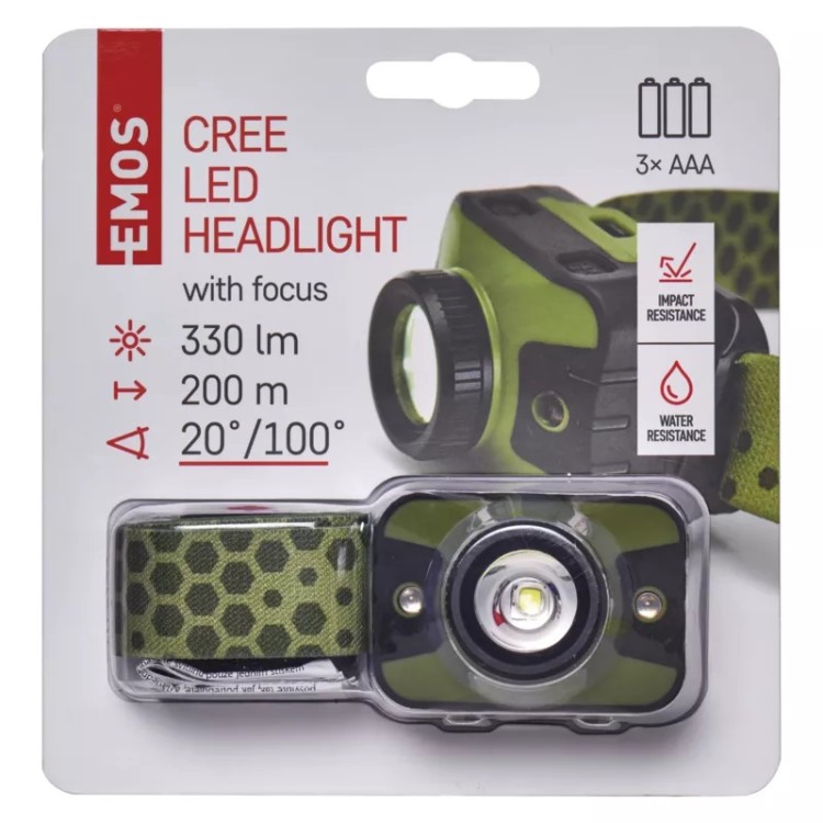 Emos čelovka P3539 CREE LED, 330 lm, 200 m, 3× AAA