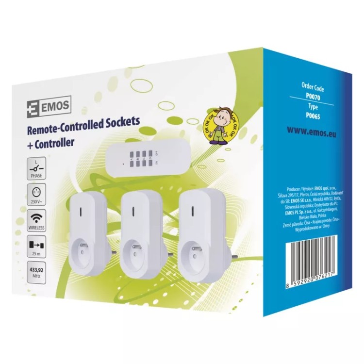 Emos P0070 Zásuvky dálkově ovládané, bílé