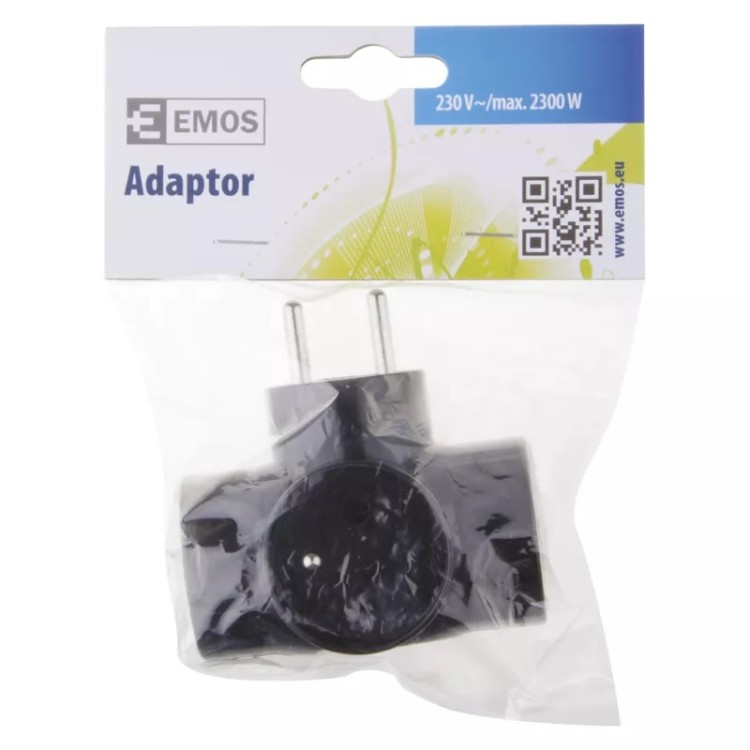 Emos P0030 Zásuvka rozbočovací 3x kulatá, černá