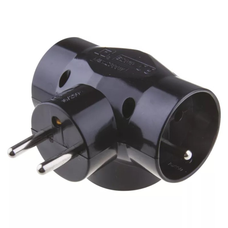 Emos P0030 Zásuvka rozbočovací 3x kulatá, černá