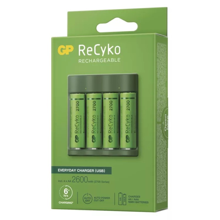 EMOS B52427U Nabíječka baterií GP Everyday B421 + 4× AA ReCyko 2700 + USB