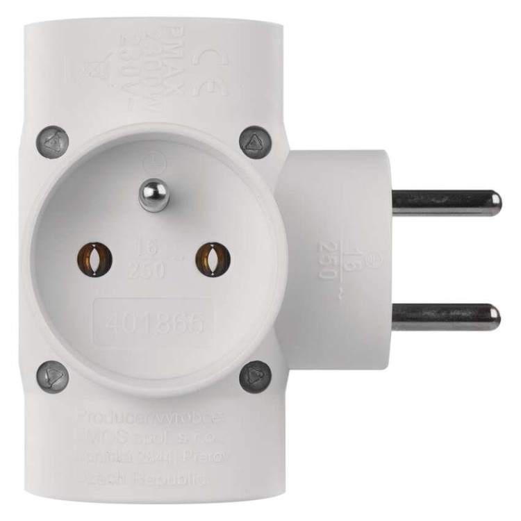 EMOS P0040 Rozbočovací zásuvka 4x kulatá, bílá