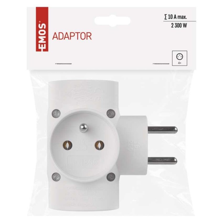 EMOS P0040 Rozbočovací zásuvka 4x kulatá, bílá