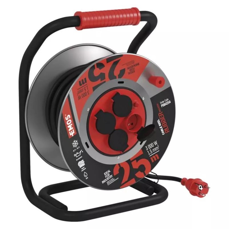 Prodlužovák na kov. bubnu 25 m z4 1,5 mm ~230 V