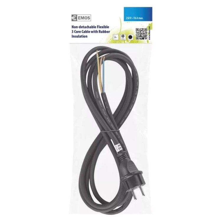 Emos S03230 Flexo šňůra gumová 3x 1,5mm2, 3m, černá
