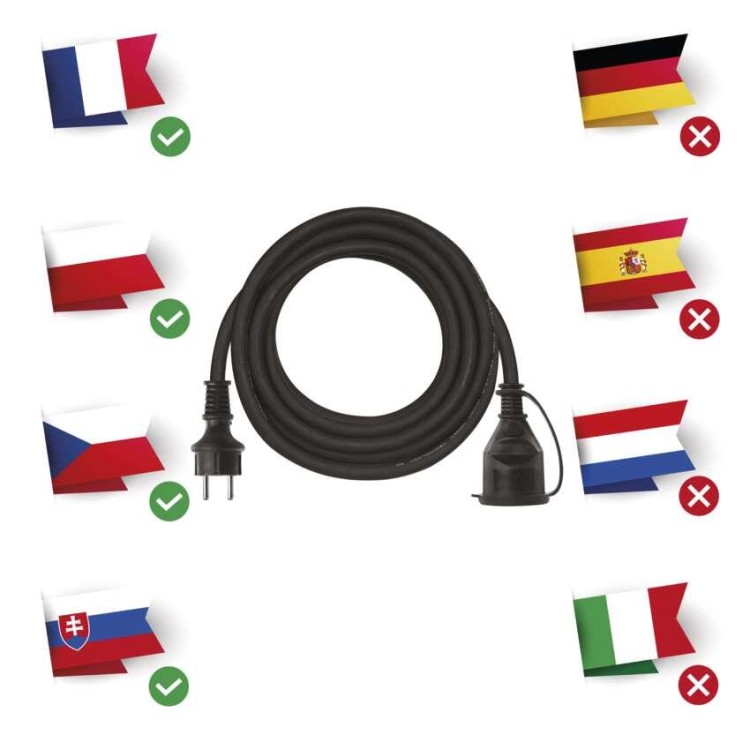 EMOS P01705 Venkovní prodlužovací kabel 5m/1 zásuvka/černý/guma-neopren/230V
