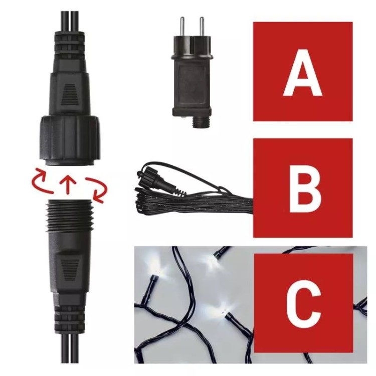 Emos D1AC01 Sada pro spojovací řetězy Standard, 10 m, venkovní, studená bílá