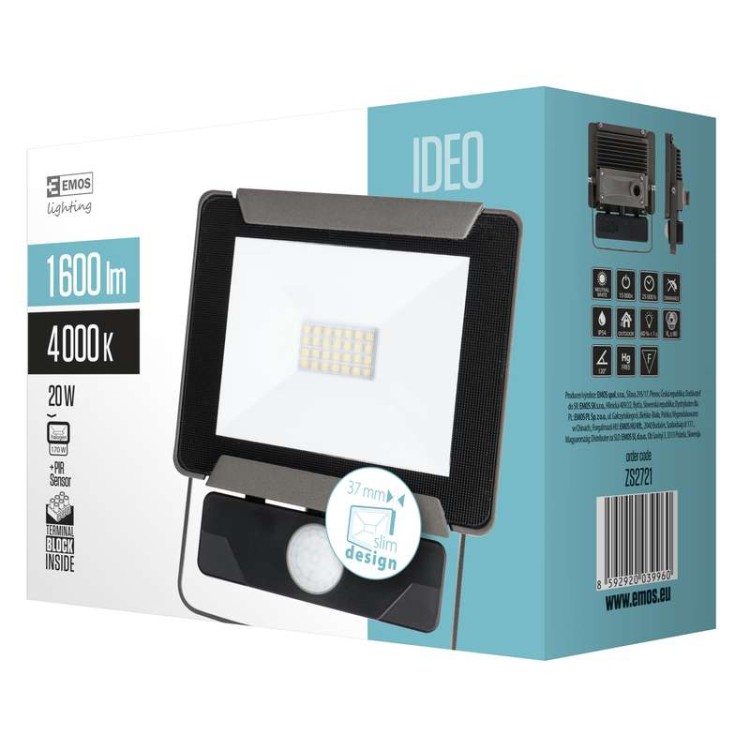 LED reflektor IDEO s PIR, 20W neutrální bílá