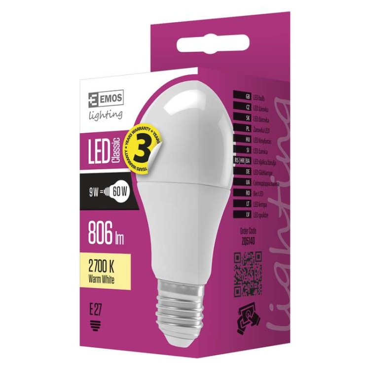 Žárovka Classic LED A60 9W E27 teplá bílá