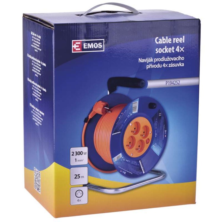 PVC prodlužovací kabel na bubnu - 4 zásuvky 25 m