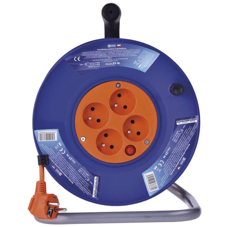 PVC prodlužovací kabel na bubnu - 4 zásuvky 25 m