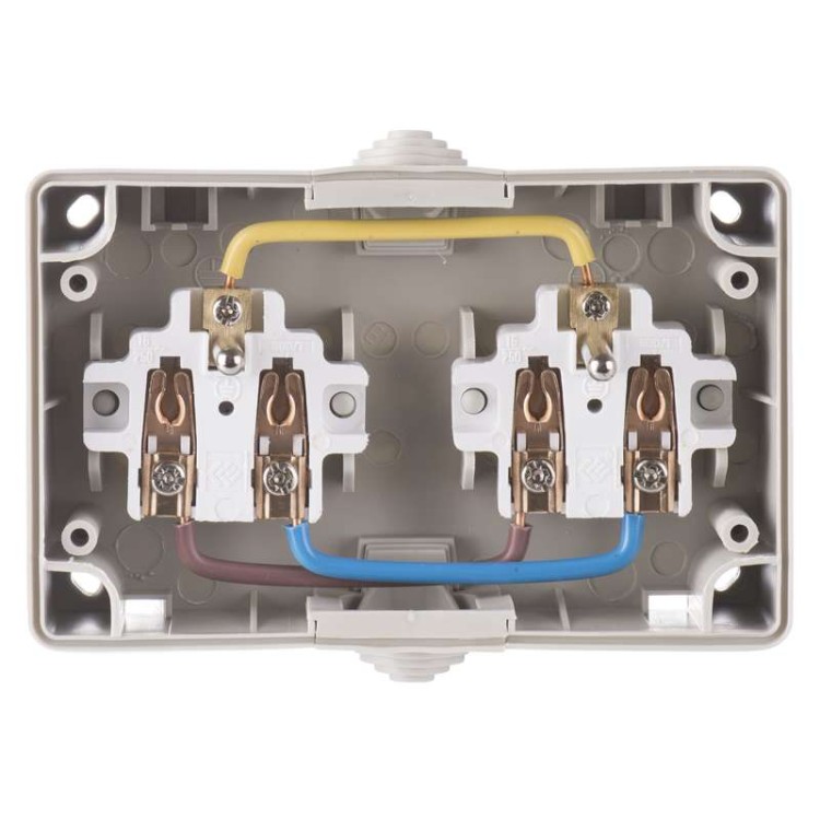 Zásuvka nástěnná dvojitá 16A/250V IP44
