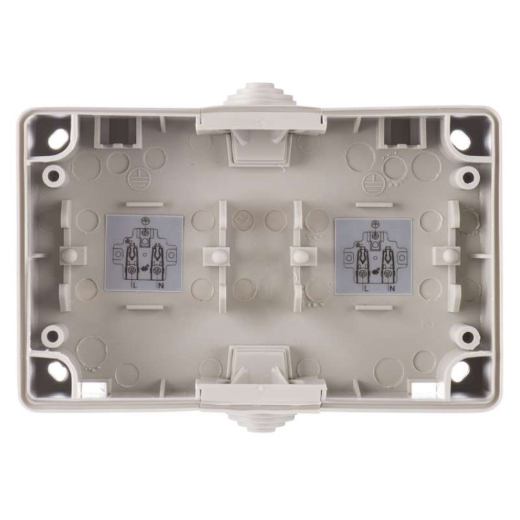 Zásuvka nástěnná dvojitá 16A/250V IP44