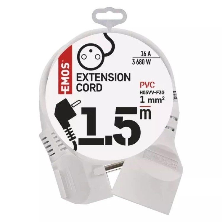 Emos P0111 Prodlužovák 1 zásuvka 1,5 m bílý