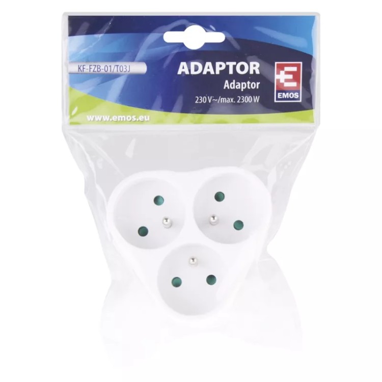 Emos P0026 Zásuvka rozbočovací 3x kulatá, bílá