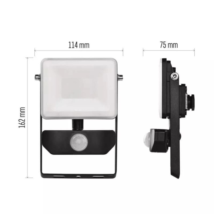 Emos ZS2910 LED reflektor ILIO s pohybovým čidlem, 10,5 W, černý, neutrální bílá