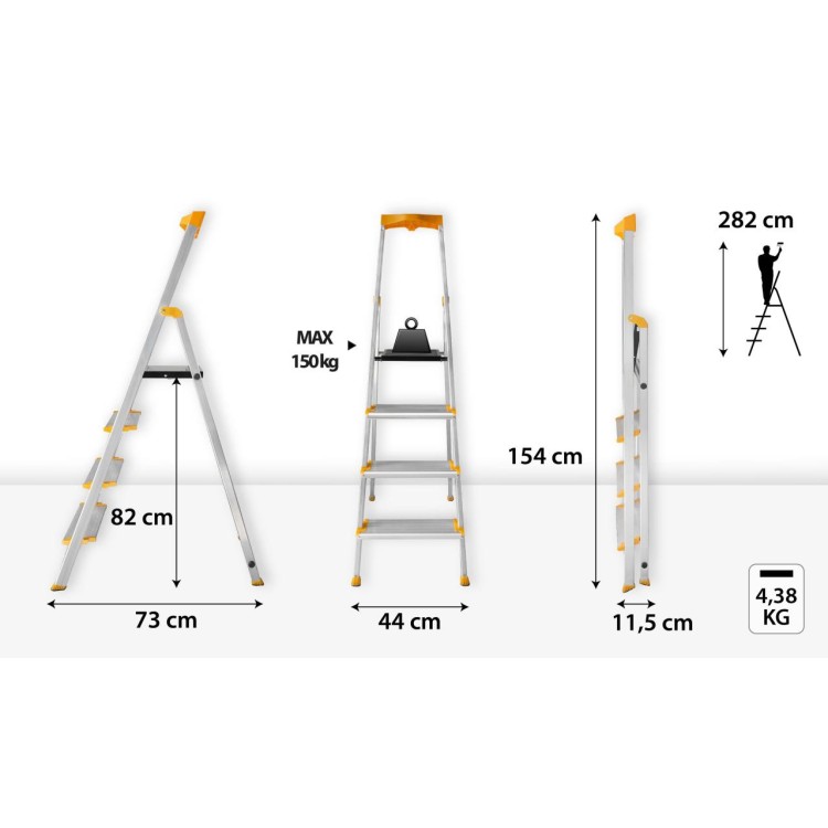 Schůdky AL 1x4 MAX jednostranné s madlem
