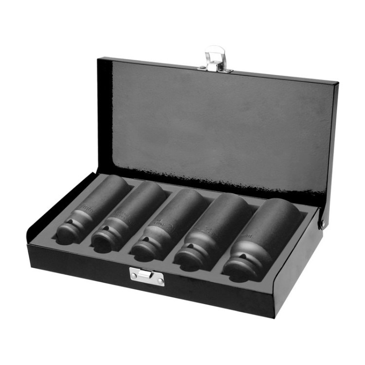 FORTUM hlavice nástrčné rázové 1/2", sada 5ks, 17-19-21-24-27mm