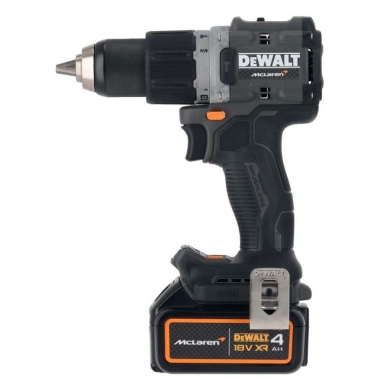DEWALT McLAREN DCD85MP2T-QW bezuhlíková příklepová vrtačka AKU, 2x5,0 AH