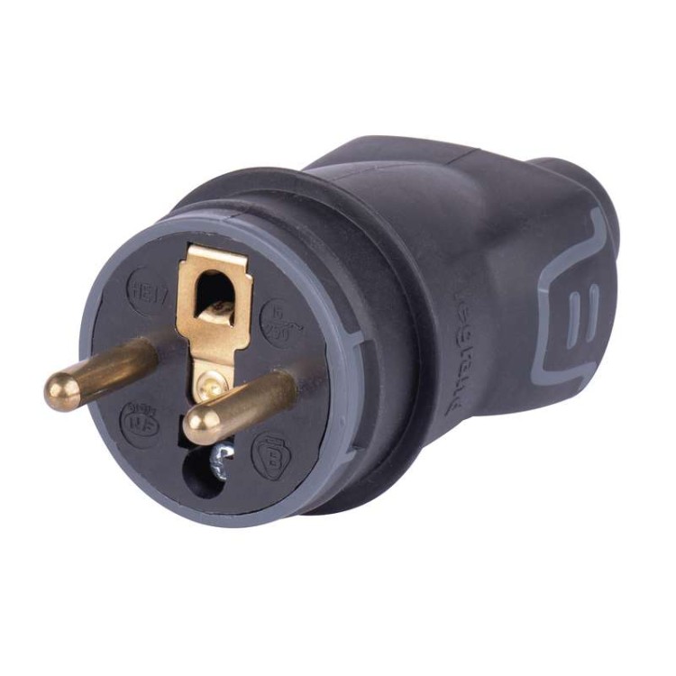 Vidlice gumová černá 250 V 16 A IP44