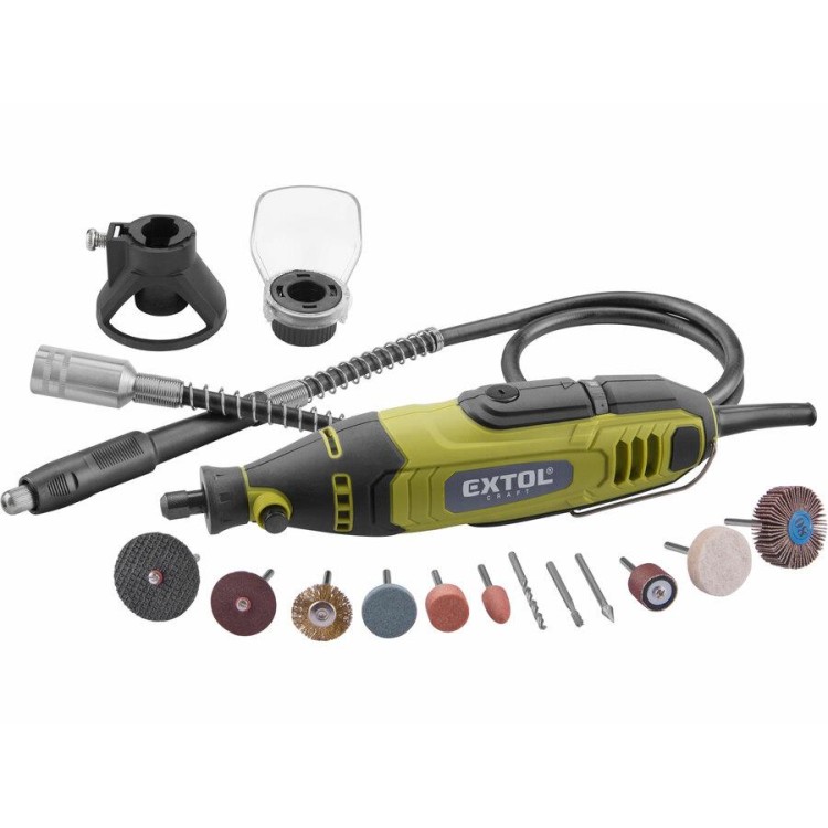 EXTOL 404177 Bruska přímá s ohebným nástavcem, 210ks, 135W